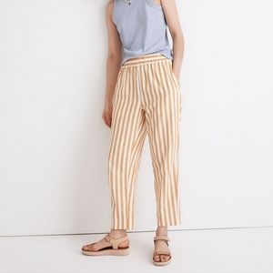 Madewell Tapered Huston Pull-On Crop Pants in Stripe Size Small